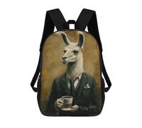 sinyumoney Sac À Dos 3D Amusant Et Cool Pour Adolescents (garçons Et Filles) Elegant Llama with Coffee Sac À Dos Imprimé 3D Pour Enfants, Sac D'école Primaire 17inch