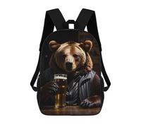 sinyumoney Sac À Dos 3D Amusant Et Cool Pour Adolescents (garçons Et Filles) Funny Drinking Bear Sac À Dos Imprimé 3D Pour Enfants, Sac D'école Primaire 17inch