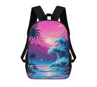 sinyumoney Sac À Dos 3D Amusant Et Cool Pour Adolescents (garçons Et Filles) Neon Dreamy Seascape Sac À Dos Imprimé 3D Pour Enfants, Sac D'école Primaire 17inch