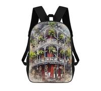 sinyumoney Sac À Dos 3D Amusant Et Cool Pour Adolescents (garçons Et Filles) New Orleans in Watercolor Sac À Dos Imprimé 3D Pour Enfants, Sac D'école Primaire 17inch