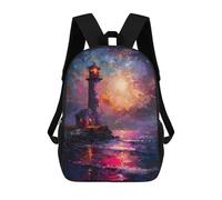 sinyumoney Sac À Dos 3D Amusant Et Cool Pour Adolescents (garçons Et Filles) Purple Ocean Lighthouse Sac À Dos Imprimé 3D Pour Enfants, Sac D'école Primaire 17inch