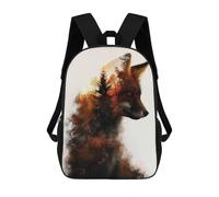 sinyumoney Sac À Dos 3D Amusant Et Cool Pour Adolescents (garçons Et Filles) Red Fox Double Exposure Sac À Dos Imprimé 3D Pour Enfants, Sac D'école Primaire 17inch