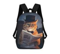 sinyumoney Sac À Dos 3D Amusant Et Cool Pour Adolescents (garçons Et Filles) Smart Funny Tabby Hat Cat Sac À Dos Imprimé 3D Pour Enfants, Sac D'école Primaire 17inch