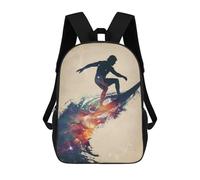 sinyumoney Sac À Dos 3D Amusant Et Cool Pour Adolescents (garçons Et Filles) Surfing Galaxy Silhouette Sac À Dos Imprimé 3D Pour Enfants, Sac D'école Primaire 17inch