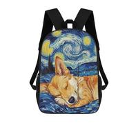 sinyumoney Sac À Dos 3D Corgi in Starry Night Sac D'école Pour Garçons, Sac À Livres, Sac À Dos Tendance Pour Ordinateur Portable, Sac À Dos Pour Garçons Et Filles 17inch