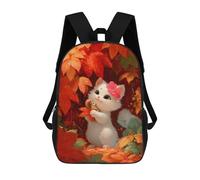 sinyumoney Sac À Dos 3D Cute White Kitten with Squirrel Friend Sac D'école Pour Garçons, Sac À Livres, Sac À Dos Tendance Pour Ordinateur Portable, Sac À Dos Pour Garçons Et Filles 17inch