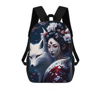 sinyumoney Sac À Dos 3D Geisha Fox Cherry Japan Sac D'école Pour Garçons, Sac À Livres, Sac À Dos Tendance Pour Ordinateur Portable, Sac À Dos Pour Garçons Et Filles 17inch
