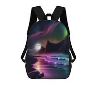 sinyumoney Sac À Dos 3D Pour Enfants Aurora Beach Night Sacs Imprimés Sac D'école Sac À Dos Léger Sac À Dos Tendance Et Amusant Pour Enfants 17inch