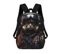sinyumoney Sac À Dos 3D Pour Enfants Aviator Cat in Uniform Sacs Imprimés Sac D'école Sac À Dos Léger Sac À Dos Tendance Et Amusant Pour Enfants 17inch
