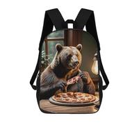 sinyumoney Sac À Dos 3D Pour Enfants Bear Eating Pizza Funny Sacs Imprimés Sac D'école Sac À Dos Léger Sac À Dos Tendance Et Amusant Pour Enfants 17inch