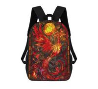 sinyumoney Sac À Dos 3D Pour Enfants Bird Phoenix Stain Glass Sacs Imprimés Sac D'école Sac À Dos Léger Sac À Dos Tendance Et Amusant Pour Enfants 17inch