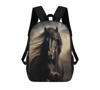 sinyumoney Sac À Dos 3D Pour Enfants Black Horse Portrait Sacs Imprimés Sac D'école Sac À Dos Léger Sac À Dos Tendance Et Amusant Pour Enfants 17inch