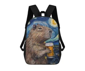sinyumoney Sac À Dos 3D Pour Enfants Capybara Drinking Beer Sacs Imprimés Sac D'école Sac À Dos Léger Sac À Dos Tendance Et Amusant Pour Enfants 17inch