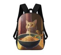 sinyumoney Sac À Dos 3D Pour Enfants Cat Eating Noodles-3 Sacs Imprimés Sac D'école Sac À Dos Léger Sac À Dos Tendance Et Amusant Pour Enfants 17inch