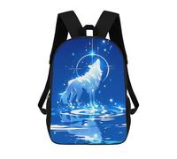 sinyumoney Sac À Dos 3D Pour Enfants Celestial Wolf Sacs Imprimés Sac D'école Sac À Dos Léger Sac À Dos Tendance Et Amusant Pour Enfants 17inch