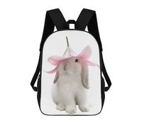 sinyumoney Sac À Dos 3D Pour Enfants Cottagecore Bunny with Flower Hat Sacs Imprimés Sac D'école Sac À Dos Léger Sac À Dos Tendance Et Amusant Pour Enfants 17inch