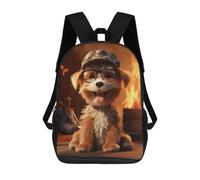 sinyumoney Sac À Dos 3D Pour Enfants Cute Dog in Glasses Sacs Imprimés Sac D'école Sac À Dos Léger Sac À Dos Tendance Et Amusant Pour Enfants 17inch