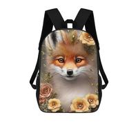 sinyumoney Sac À Dos 3D Pour Enfants Cute Fox with Flowers Sacs Imprimés Sac D'école Sac À Dos Léger Sac À Dos Tendance Et Amusant Pour Enfants 17inch