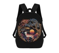 sinyumoney Sac À Dos 3D Pour Enfants Deer Gold Tree Sacs Imprimés Sac D'école Sac À Dos Léger Sac À Dos Tendance Et Amusant Pour Enfants 17inch