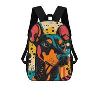 sinyumoney Sac À Dos 3D Pour Enfants Dog Portrait in Retro Style Bold Doberman in Dynamic Pop Art Style Sacs Imprimés Sac D'école Sac À Dos Léger Sac À Dos Tendance Et Amusant Pour Enfants 17inch