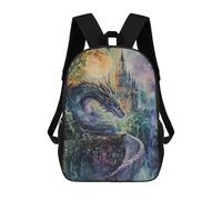 sinyumoney Sac À Dos 3D Pour Enfants Dragon And Castle Watercolor Sacs Imprimés Sac D'école Sac À Dos Léger Sac À Dos Tendance Et Amusant Pour Enfants 17inch