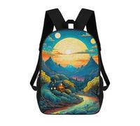 sinyumoney Sac À Dos 3D Pour Enfants Dreamy Mountain Sunset Sacs Imprimés Sac D'école Sac À Dos Léger Sac À Dos Tendance Et Amusant Pour Enfants 17inch
