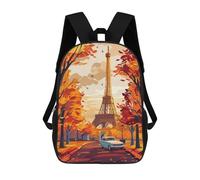 sinyumoney Sac À Dos 3D Pour Enfants Eiffel Tower Autumn Sacs Imprimés Sac D'école Sac À Dos Léger Sac À Dos Tendance Et Amusant Pour Enfants 17inch