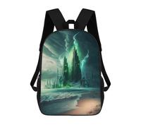 sinyumoney Sac À Dos 3D Pour Enfants Enchanted Coastal Metropolis Sacs Imprimés Sac D'école Sac À Dos Léger Sac À Dos Tendance Et Amusant Pour Enfants 17inch