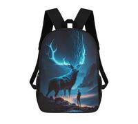 sinyumoney Sac À Dos 3D Pour Enfants Enchanted Deer in The Night Sky Sacs Imprimés Sac D'école Sac À Dos Léger Sac À Dos Tendance Et Amusant Pour Enfants 17inch