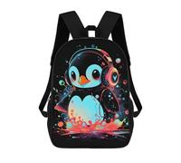 sinyumoney Sac À Dos 3D Pour Enfants Epic Penguin Headphones Sacs Imprimés Sac D'école Sac À Dos Léger Sac À Dos Tendance Et Amusant Pour Enfants 17inch