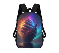 sinyumoney Sac À Dos 3D Pour Enfants Fantasy Sailing Ship in Space Sacs Imprimés Sac D'école Sac À Dos Léger Sac À Dos Tendance Et Amusant Pour Enfants 17inch