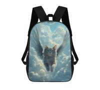 sinyumoney Sac À Dos 3D Pour Enfants Flying Cat with Wings Gray Cat Loss Painting Sacs Imprimés Sac D'école Sac À Dos Léger Sac À Dos Tendance Et Amusant Pour Enfants 17inch