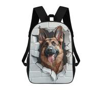 sinyumoney Sac À Dos 3D Pour Enfants German Shepherd Breaking Through Wall Sacs Imprimés Sac D'école Sac À Dos Léger Sac À Dos Tendance Et Amusant Pour Enfants 17inch