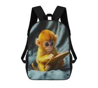 sinyumoney Sac À Dos 3D Pour Enfants Golden Baby Monkey Reading Sacs Imprimés Sac D'école Sac À Dos Léger Sac À Dos Tendance Et Amusant Pour Enfants 17inch