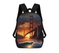 sinyumoney Sac À Dos 3D Pour Enfants Golden Gate Bridge Sacs Imprimés Sac D'école Sac À Dos Léger Sac À Dos Tendance Et Amusant Pour Enfants 17inch