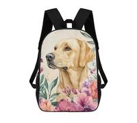 sinyumoney Sac À Dos 3D Pour Enfants Golden Retriever with Flowers Sacs Imprimés Sac D'école Sac À Dos Léger Sac À Dos Tendance Et Amusant Pour Enfants 17inch