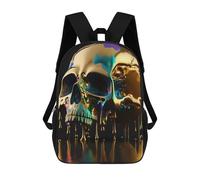 sinyumoney Sac À Dos 3D Pour Enfants Golden Skull Sacs Imprimés Sac D'école Sac À Dos Léger Sac À Dos Tendance Et Amusant Pour Enfants 17inch