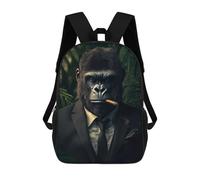 sinyumoney Sac À Dos 3D Pour Enfants Gorilla Boss Monkey Cigar in Suit Sacs Imprimés Sac D'école Sac À Dos Léger Sac À Dos Tendance Et Amusant Pour Enfants 17inch