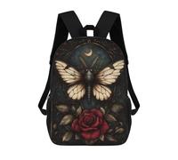 sinyumoney Sac À Dos 3D Pour Enfants Gothic Moth And Rose Sacs Imprimés Sac D'école Sac À Dos Léger Sac À Dos Tendance Et Amusant Pour Enfants 17inch