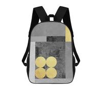 sinyumoney Sac À Dos 3D Pour Enfants Gray And Gold Art M Sacs Imprimés Sac D'école Sac À Dos Léger Sac À Dos Tendance Et Amusant Pour Enfants 17inch