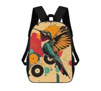sinyumoney Sac À Dos 3D Pour Enfants Hummingbird with Abstract Background Hummingbird Vibrant Poster Sacs Imprimés Sac D'école Sac À Dos Léger Sac À Dos Tendance Et Amusant Pour Enfants 17inch