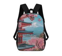 sinyumoney Sac À Dos 3D Pour Enfants Japanese Sakura Temple Sacs Imprimés Sac D'école Sac À Dos Léger Sac À Dos Tendance Et Amusant Pour Enfants 17inch