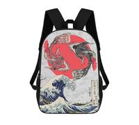 sinyumoney Sac À Dos 3D Pour Enfants Koi Fish Yin And Yang Wave Sacs Imprimés Sac D'école Sac À Dos Léger Sac À Dos Tendance Et Amusant Pour Enfants 17inch