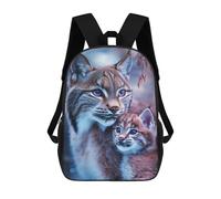 sinyumoney Sac À Dos 3D Pour Enfants Lynx Mother And Cub Sacs Imprimés Sac D'école Sac À Dos Léger Sac À Dos Tendance Et Amusant Pour Enfants 17inch