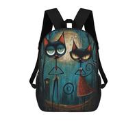 sinyumoney Sac À Dos 3D Pour Enfants Midnight Whiskers Steampunk Cat Duo Sacs Imprimés Sac D'école Sac À Dos Léger Sac À Dos Tendance Et Amusant Pour Enfants 17inch