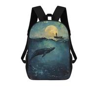 sinyumoney Sac À Dos 3D Pour Enfants Moonlit Sea Journey Sacs Imprimés Sac D'école Sac À Dos Léger Sac À Dos Tendance Et Amusant Pour Enfants 17inch