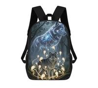 sinyumoney Sac À Dos 3D Pour Enfants Mystical Wolves Enchanted Forest Sacs Imprimés Sac D'école Sac À Dos Léger Sac À Dos Tendance Et Amusant Pour Enfants 17inch