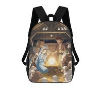 sinyumoney Sac À Dos 3D Pour Enfants Nativity Scene with Mary, Joseph, And Animals Sacs Imprimés Sac D'école Sac À Dos Léger Sac À Dos Tendance Et Amusant Pour Enfants 17inch