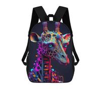 sinyumoney Sac À Dos 3D Pour Enfants Neon Giraffe Portrait Sacs Imprimés Sac D'école Sac À Dos Léger Sac À Dos Tendance Et Amusant Pour Enfants 17inch