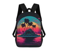 sinyumoney Sac À Dos 3D Pour Enfants Neon Tropical Island Sunset Sacs Imprimés Sac D'école Sac À Dos Léger Sac À Dos Tendance Et Amusant Pour Enfants 17inch